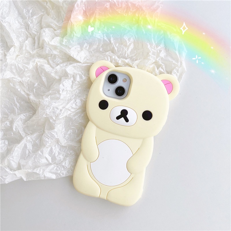 Hoạt Hình Ốp Điện Thoại Silicon Hình rilakkuma Có Dây Đeo Cho iphone 14 13 12 11 pro max x xs max xr 6 6s 7 8 + plus