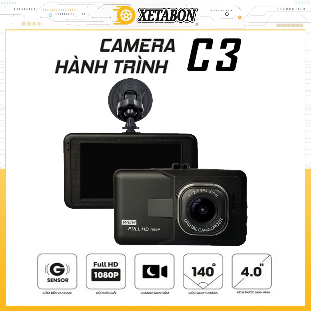 Camera hành trình ô tô C3 giá rẻ chuyên quay trước Full HD -Lắp đặt cực dễ- Bảo Hành 12 Tháng