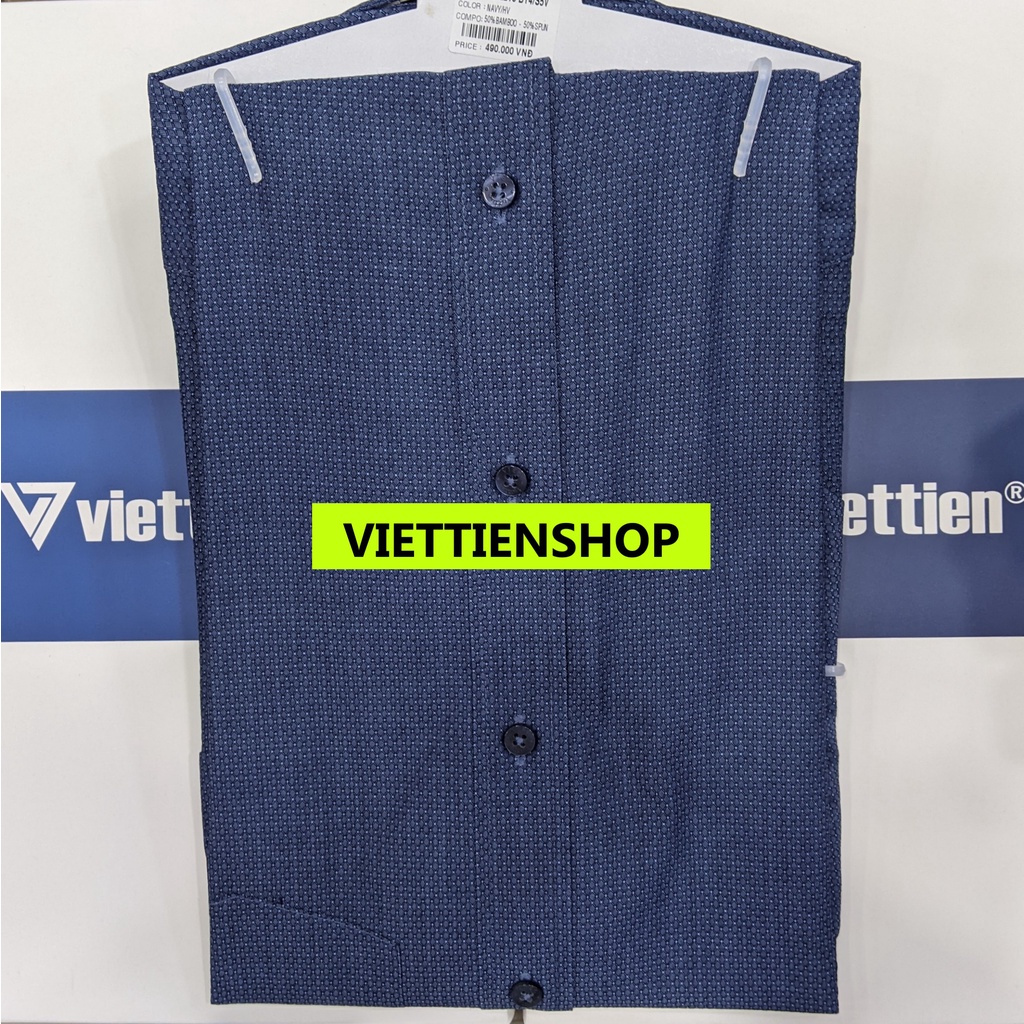 ÁO SƠ MI VIỆT TIẾN NGẮN TAY VẢI TRE HOA VĂN