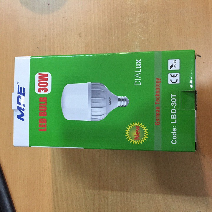 Bóng đèn led bup 30W MPE,bóng trụ 30W thân nhựa LBD-30