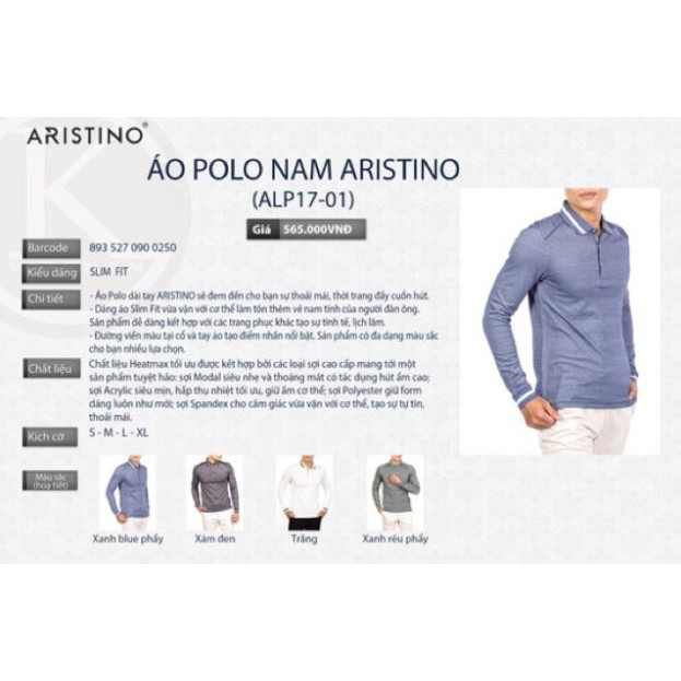 Hè [SALE 40%] Áo polo dài tay Aristino ALP17-01 tinh tế lịch lãm 🏆