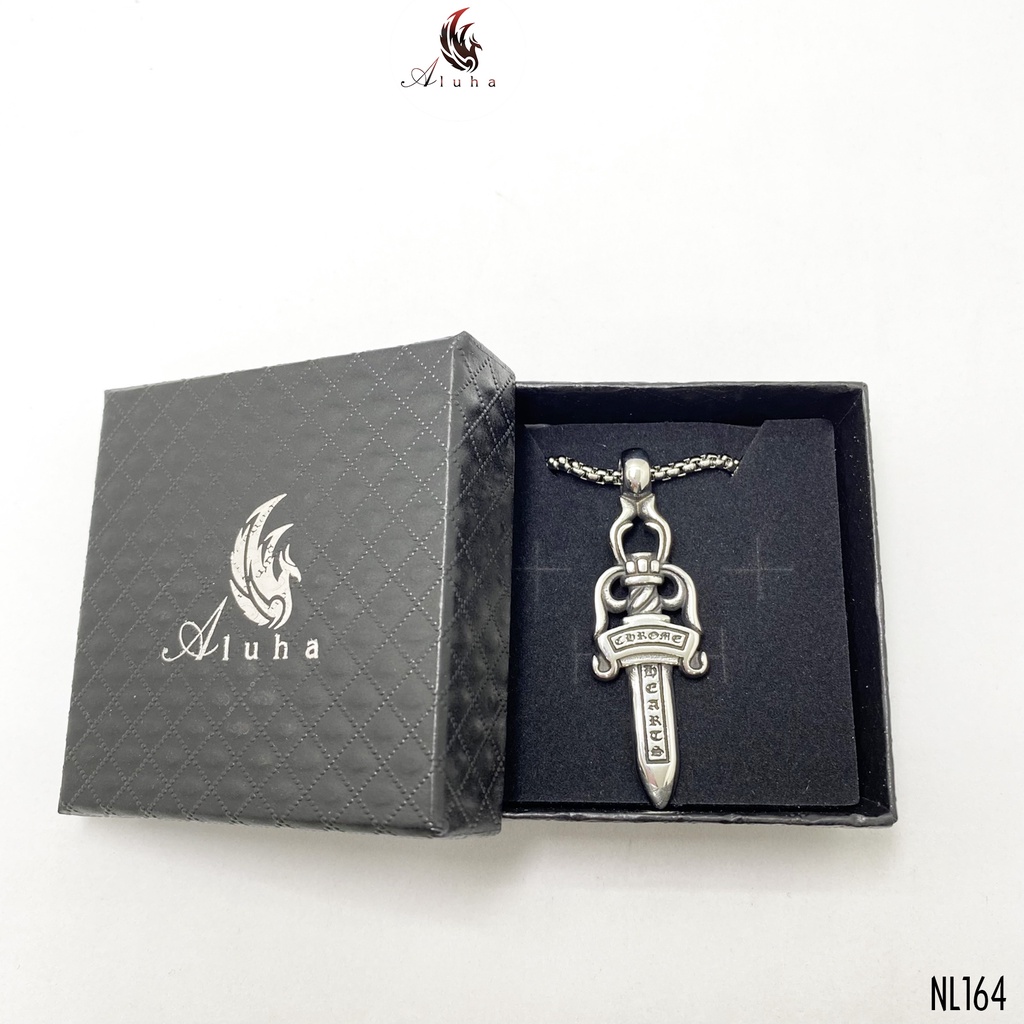 Dây chuyền Titan Chrome Heart họa tiết dagger cực nét, 2 mặt giống nhau -  NL164 - Aluha