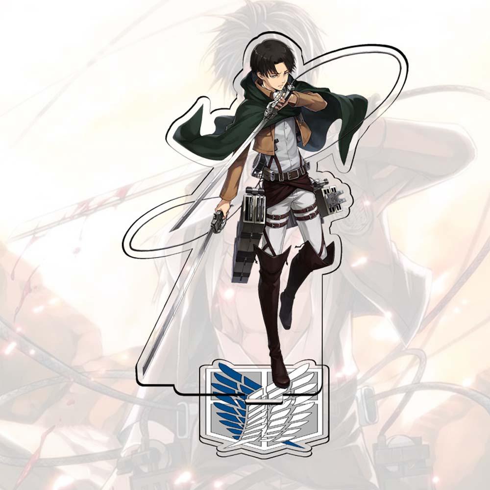 Mô Hình Đồ Chơi Shingeki no Kyojin Anime Levi Ackerman Eren Jaeger Bằng Acrylic Để Bàn Trang Trí