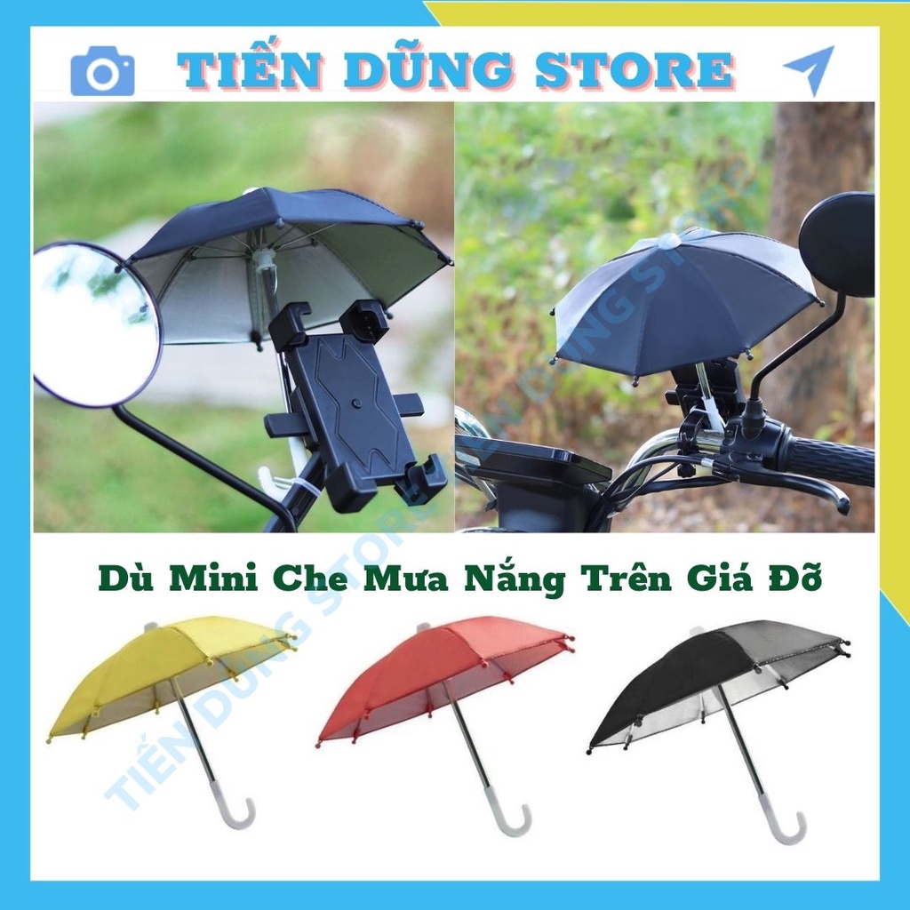 Dù Mini Che Mưa Nắng Dành Cho Điện Thoại Trên Giá Đỡ Chống Thấm Nước Siêu Tiện Lợi