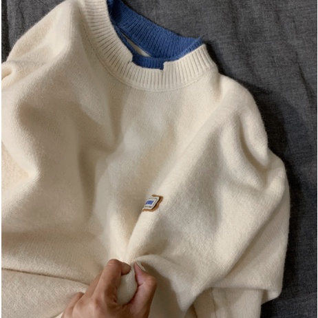 Áo len sweater tay dài cổ tròn dáng rộng hợp thời trang sành điệu cho nam