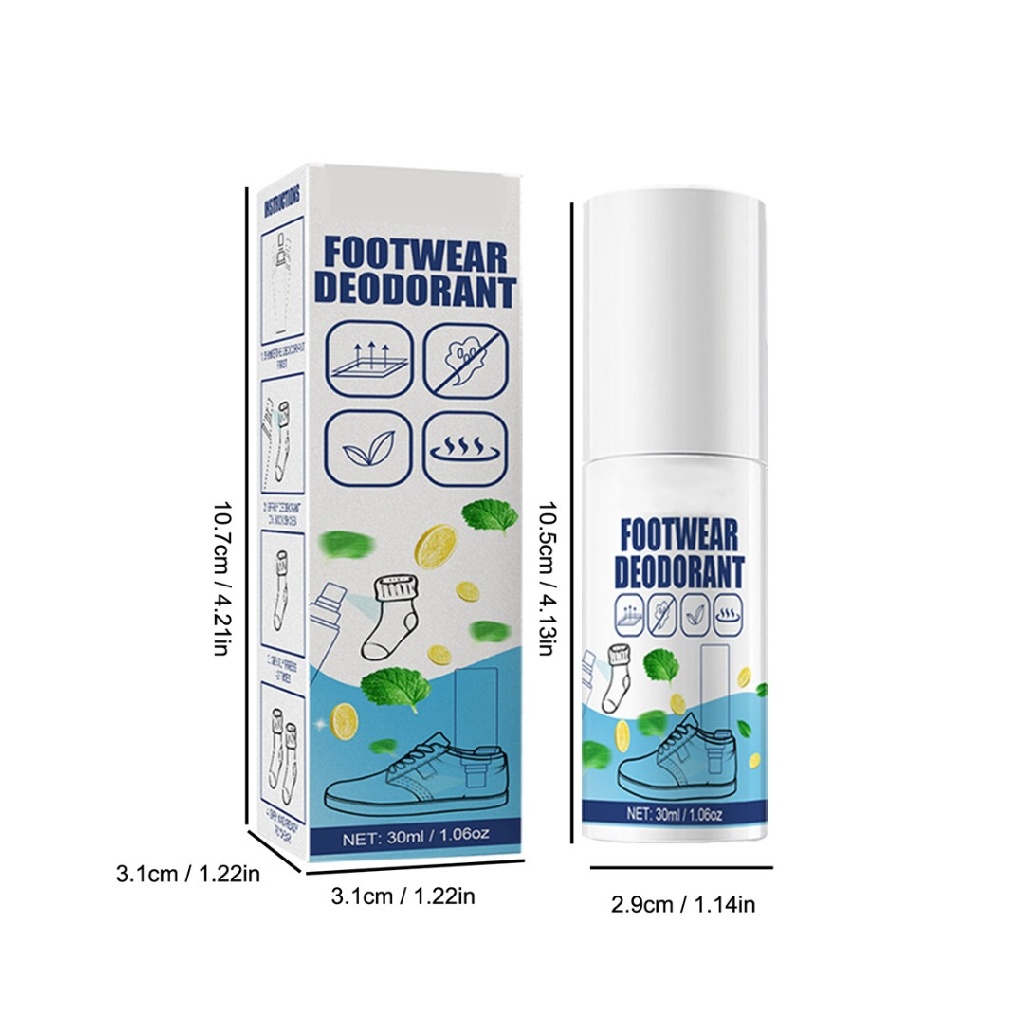 30ml Footwear Deodorant Natural Shoe Deodorizer Spray Odor Eliminator