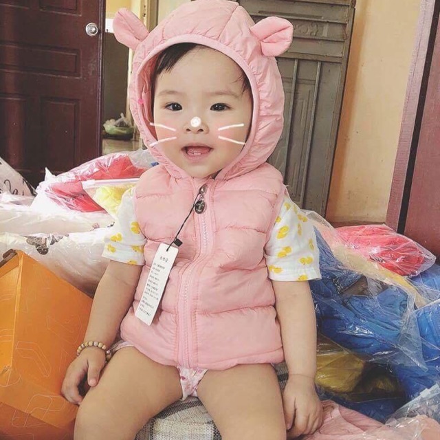 Áo phao gile tai gấu