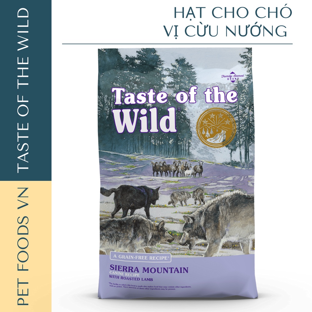 Hạt cho chó TASTE OF THE WILD Sierra Mountain 500g vị Cừu Nướng