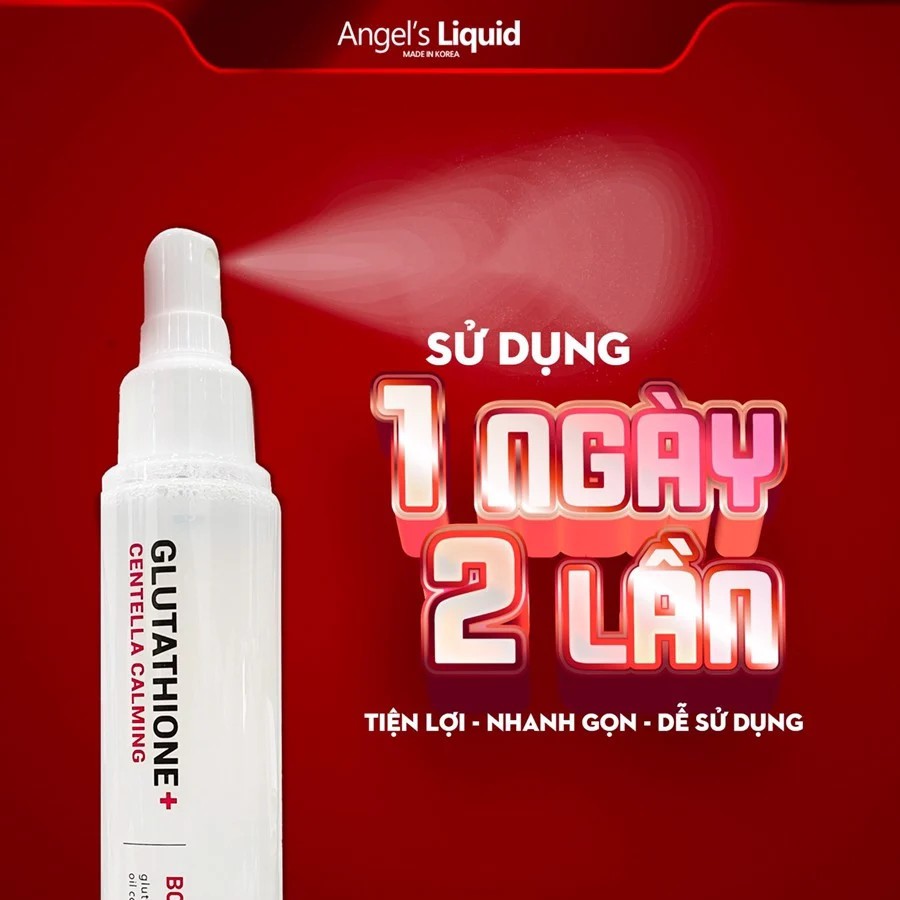 Xịt giảm mụn dưỡng trắng cơ thể Angel's Liquid Glutathione Plus Centella Calming Body Mist 150ml