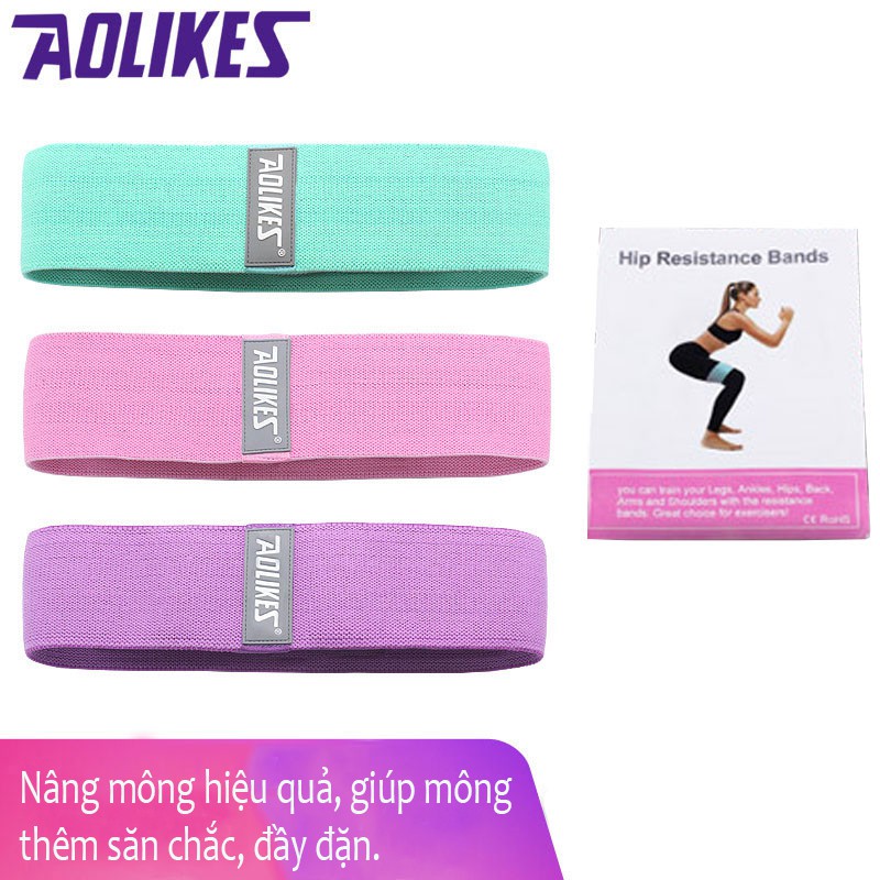 Dây Đàn Hồi Kháng Lực Tập Mông Miniband Aolikes Dây Đàn Hồi Tập Yoga Gym Bằng Vải Êm Mềm Chống Tuột cao cấp PK8005