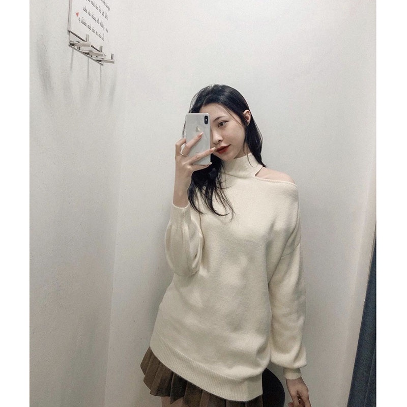 Áo Len Xẻ Vai, Áo Len Dáng Dài Giấu Quần Quảng Châu M2901-Violet | BigBuy360 - bigbuy360.vn