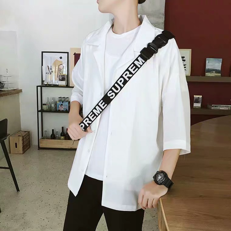 Sơ mi nam form rộng cổ vest tay lỡ 3/4 | BigBuy360 - bigbuy360.vn