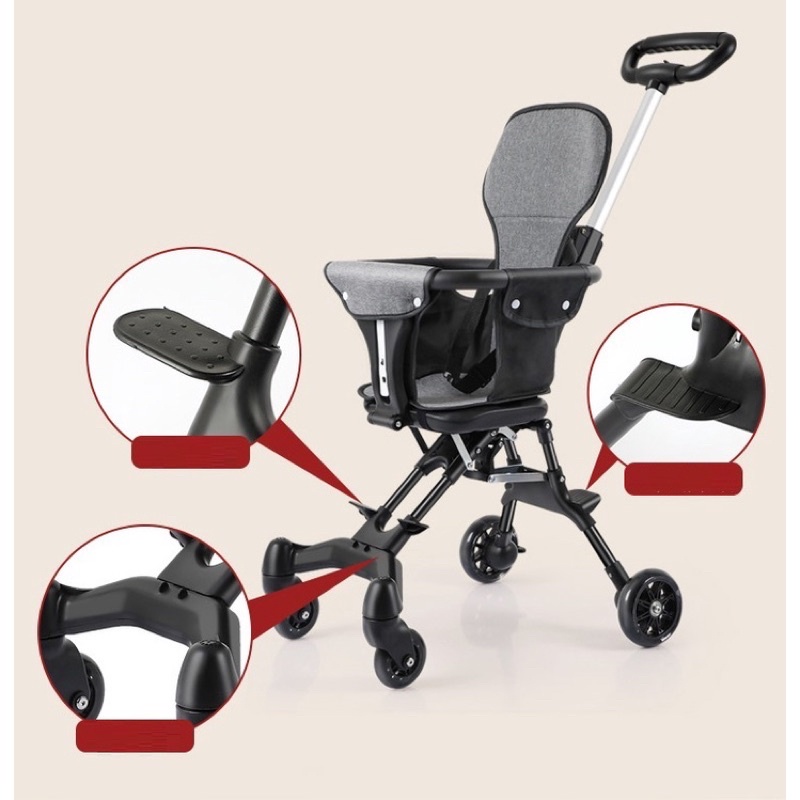 Xe đẩy gấp gọn cho bé có đệm lót ngồi êm , xe  Siêu thị của bé