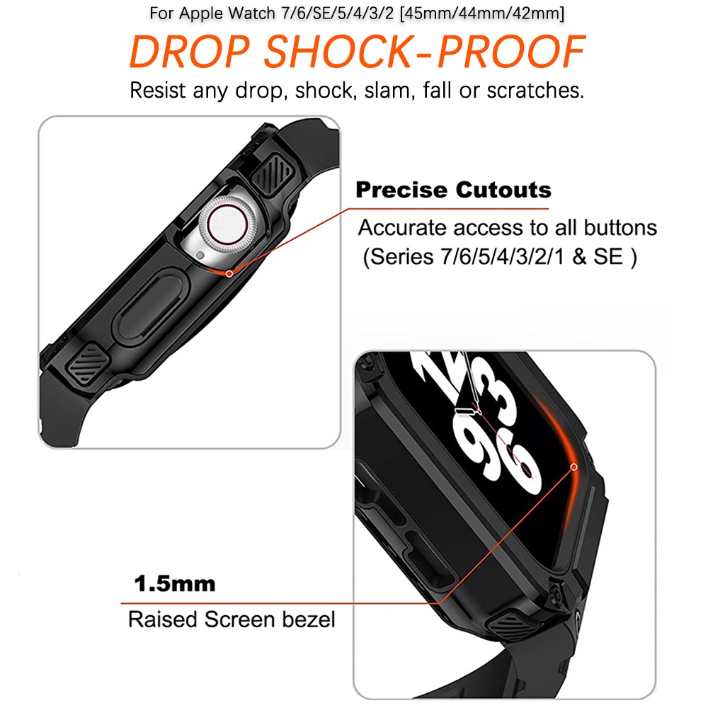 Ninki Ốp Bảo Vệ Bằng TPU + PC Cao Cấp Có Dây Đeo Cho iWatch Series 8/7/6/SE/5/4 45mm 44mm 42mm iWatch 8/7 45mm