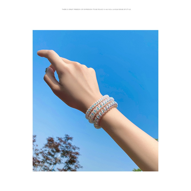 Đồ cột tóc đuôi nhựa bằng dây cao su kiểu xoắn dây điện thoại Hàn Quốc