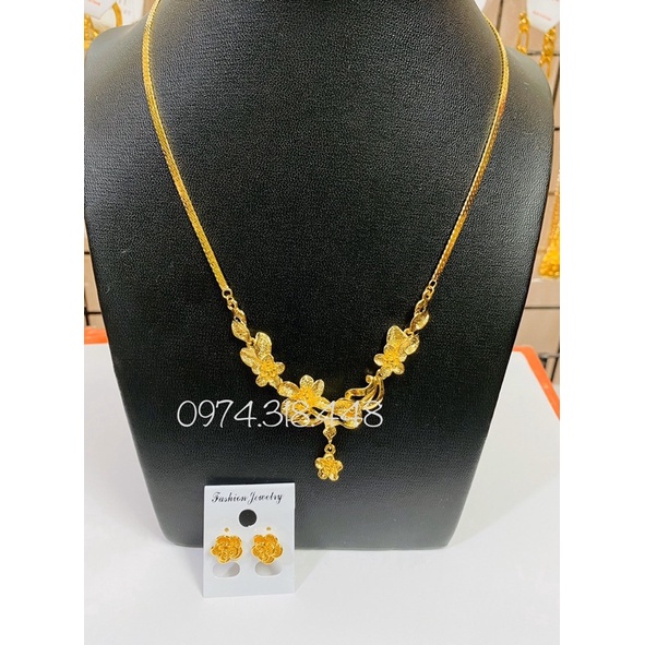 set 1 đôi bông 1 dây chuyền cưới dát vàng 24 mẫu mới về