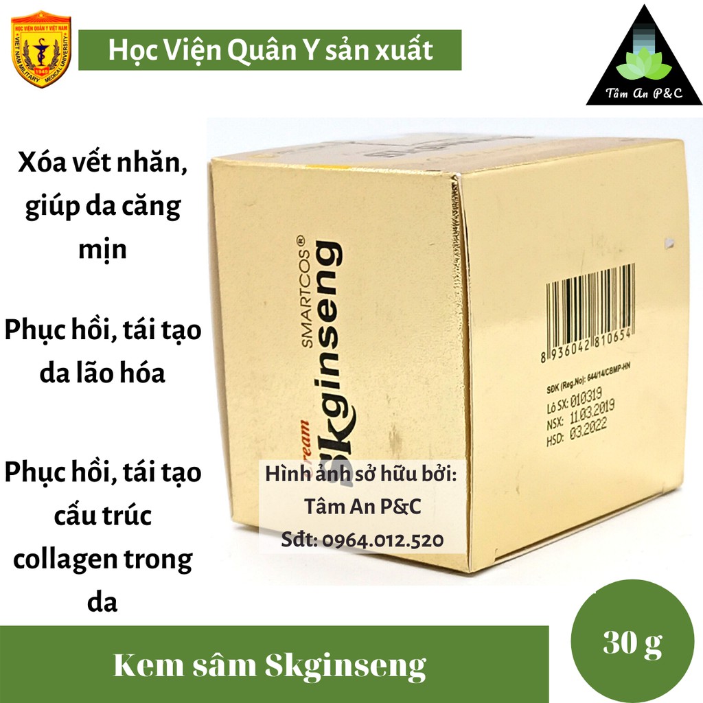 Kem sâm Skginseng Học viện Quân Y (hộp 30g)- Giúp ngăn ngừa, và phục hồi da lão hóa, mờ nám, tàn nhang- CHÍNH HÃNG HVQY | BigBuy360 - bigbuy360.vn