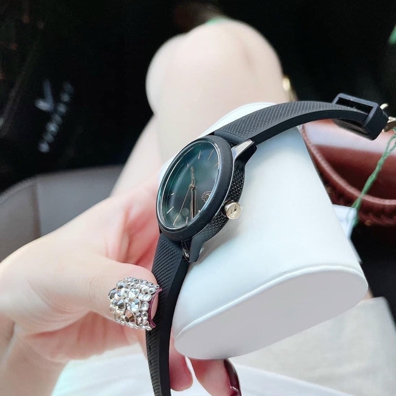 Đồng hồ nữ L.A.C.O.S.T.E size 36mm dây silicone đen, Full box hàng nhập Mỹ