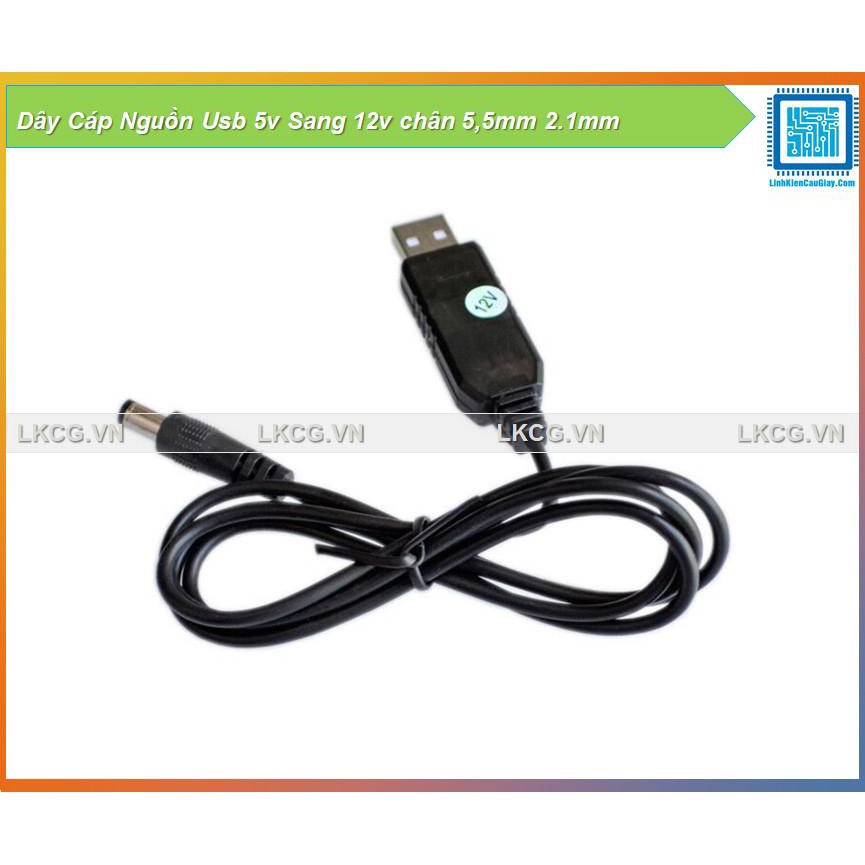 Dây Cáp Nguồn Usb 5v Sang 12v chân 5,5mm 2.1mm