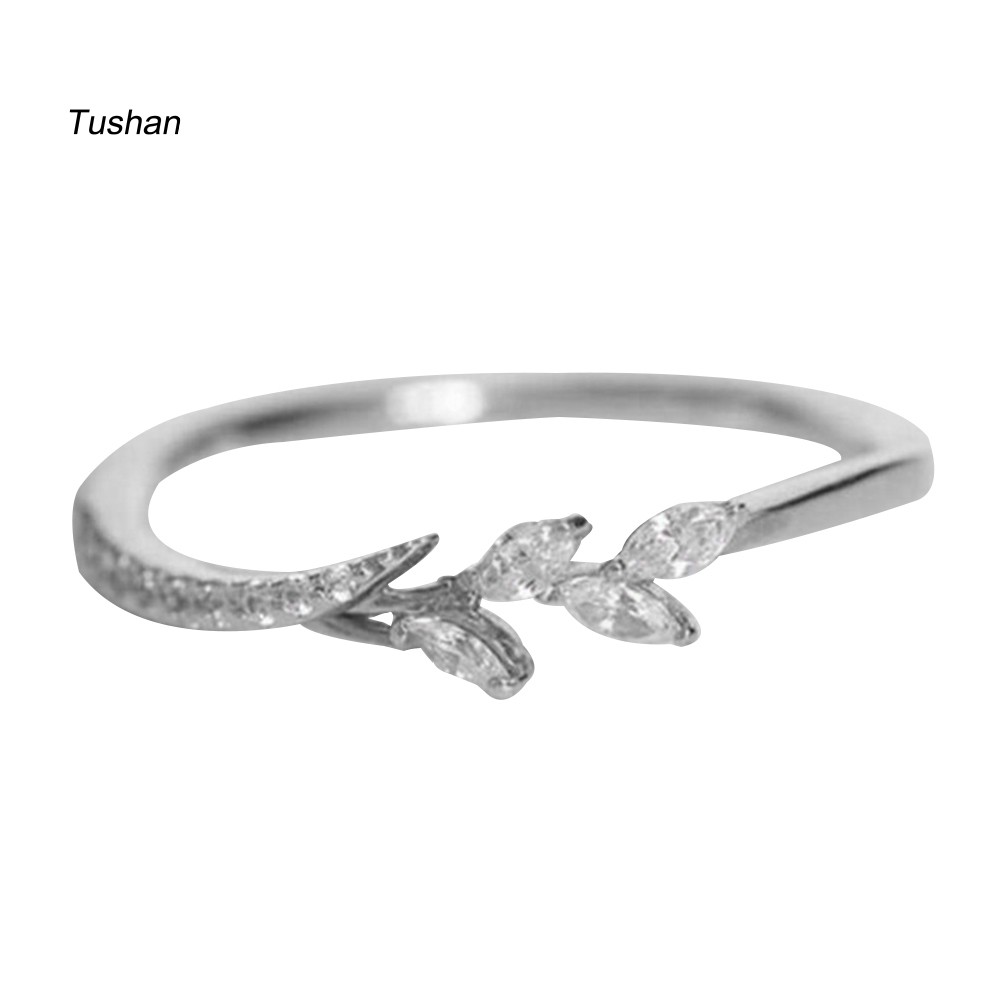 Ống Xả Khí Thải Chuyên Dụng Chất Lượng CaoNhẫn Hình Chiếc Lá Đính Đá Zircon Thời Trang Cho Nữ