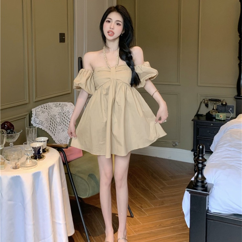 Đầm Tay Ngắn Trễ Vai Dáng Rộng Thời Trang Mùa Hè Cho Nữ