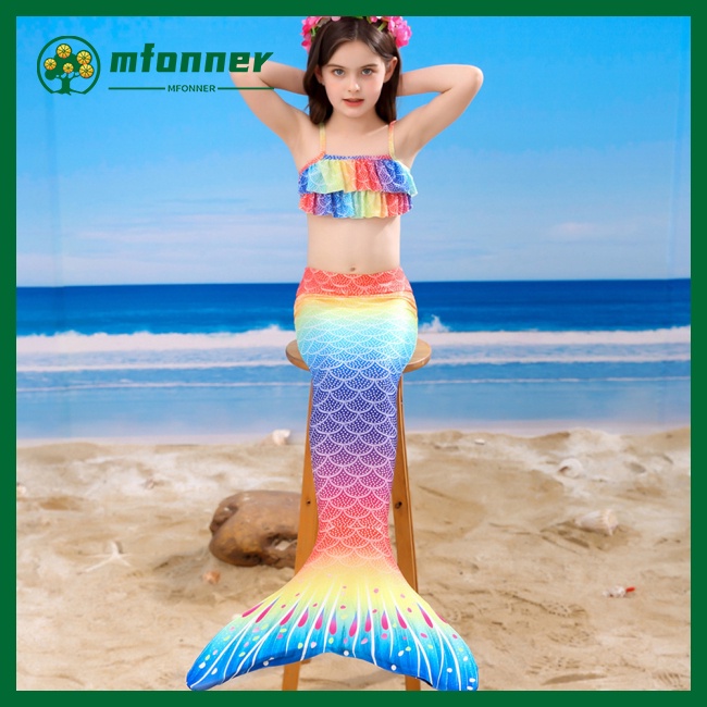 Set 3 Món Đồ Bơi Đuôi Cá Nhiều Màu Sắc Cho Bé Gái