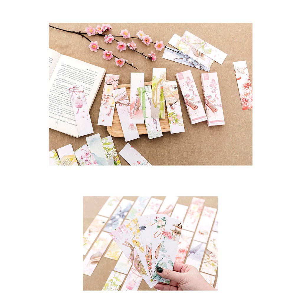 Bookmark hoa đào bookmark cổ trang in hình đẹp đánh dấu trang