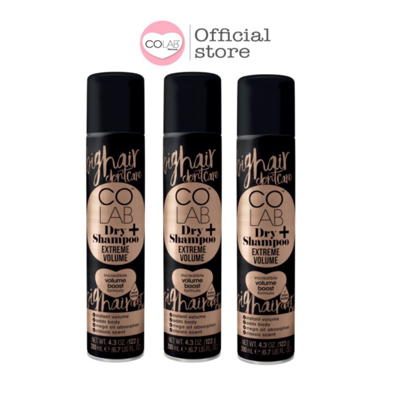 Dầu gội khô COLAB (Extreme Volume) 200ml| Giúp tóc phồng gấp 5 lần chỉ sau 5s Anh Quốc
