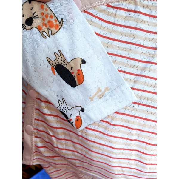 Bộ quần áo dài tay cài lệch cotton họa tiết cún Father Care cho bé