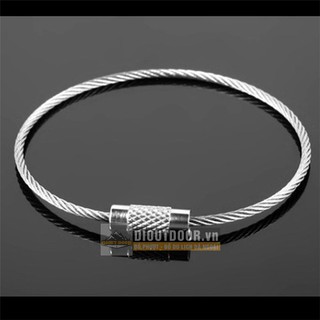 Vòng thép không gỉ dây cáp treo chìa khóa 10cm