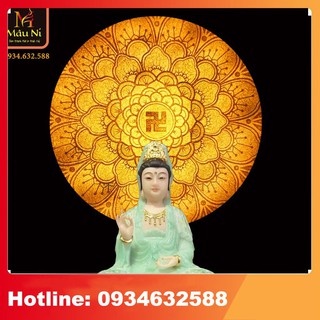 ĐÈN THỜ Tranh trúc chỉ in MÂU NI 198, Tròn - tem bảo hành dán vào các đầu vít, (thích hợp đặt tượng thờ cao 35cm đến 55c