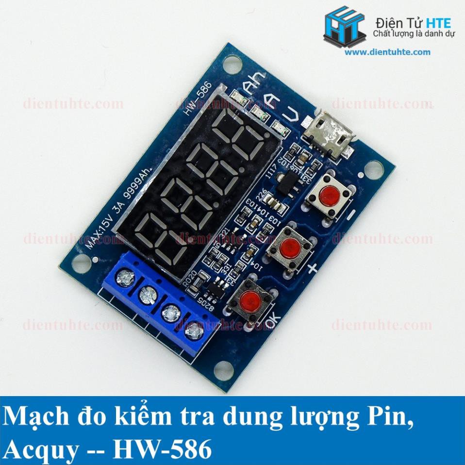 Mạch đo kiểm tra dung lượng Pin, Acquy HW-586 kèm trở công suất