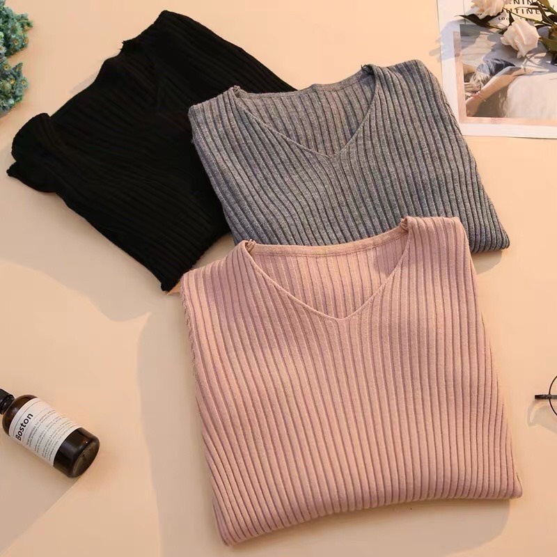 Áo len tăm cổ tim dài tay Lucy Outfit thiết kế | BigBuy360 - bigbuy360.vn