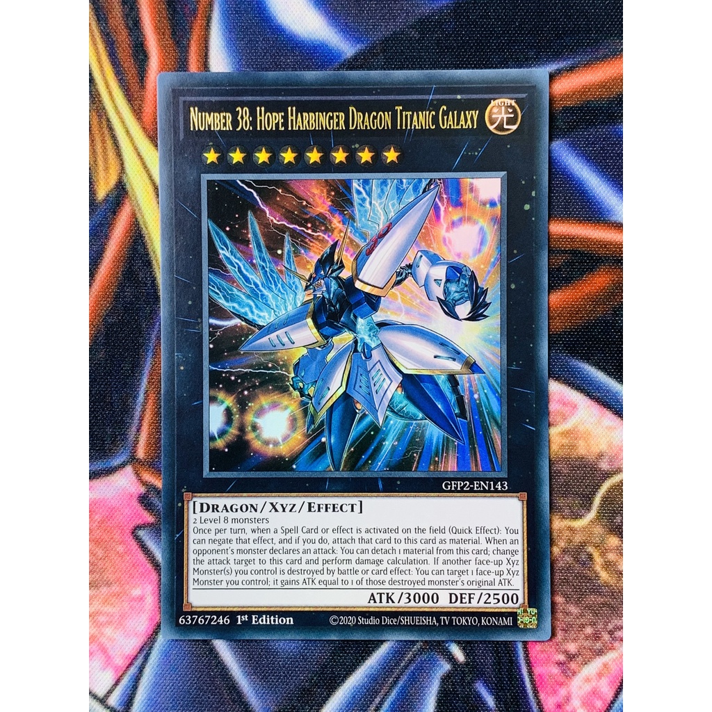 THẺ YUGIOH MÃ GFP2-EN143 - Number 38: Hope Harbinger Dragon Titanic Galaxy - Ultra Rare 1st Edition