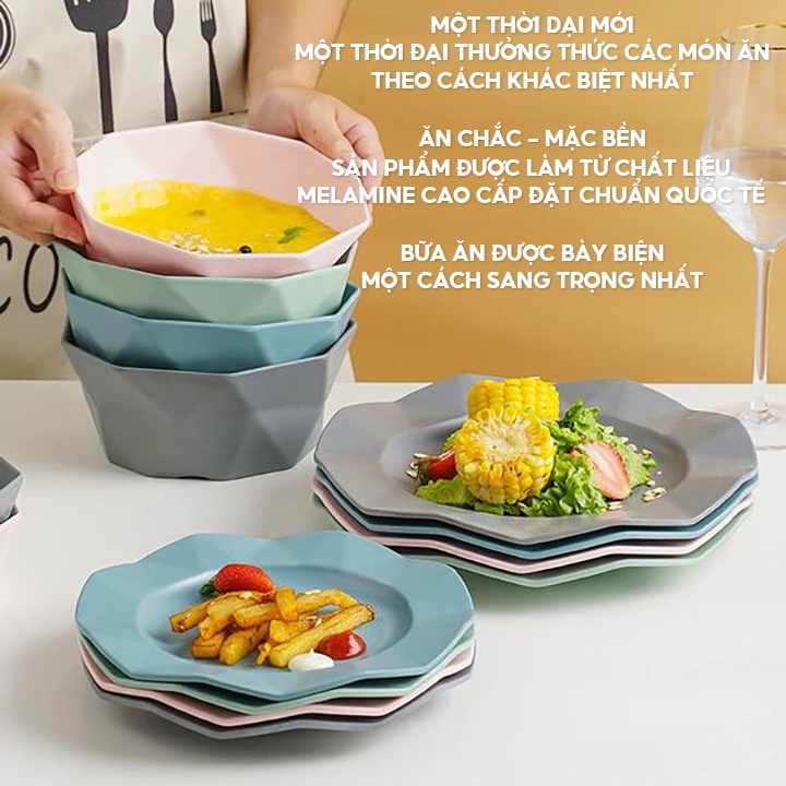 Chén Dĩa Melamine Màu Pastel Hiện Đại Sang Trọng Cao Cấp Giá Rẻ MA111