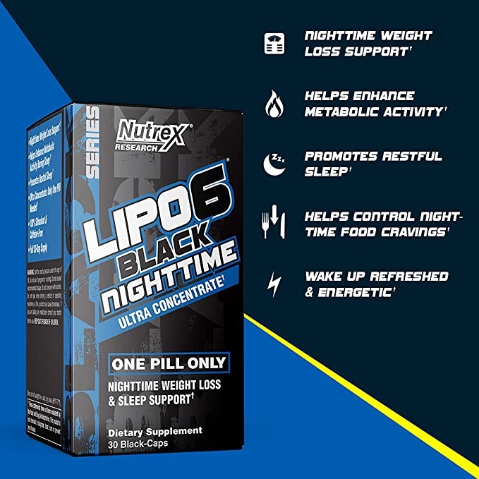 ĐỐT MỠ LIPO6 NIGHT TIME - LIPO 6 NIGHTTIME HỖ TRỢ GIẢM MỠ, GIÚP NGỦ NGON, CẢI THIỆN GIẤC NGỦ (30 VIÊN)