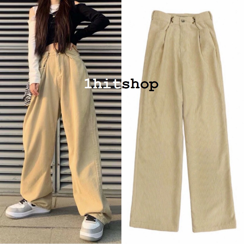 Quần Ống Rộng GÀI EO NHUNG Ulzzang Unisex 1hitshop | BigBuy360 - bigbuy360.vn