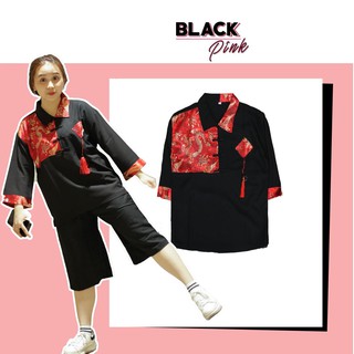 Áo tay gấm Shanghai Thổ Cẩm và Mix gấm rồng họa tiết  - BLACKPINK - Unisex nam nữ - GẤM CAO  CẤP