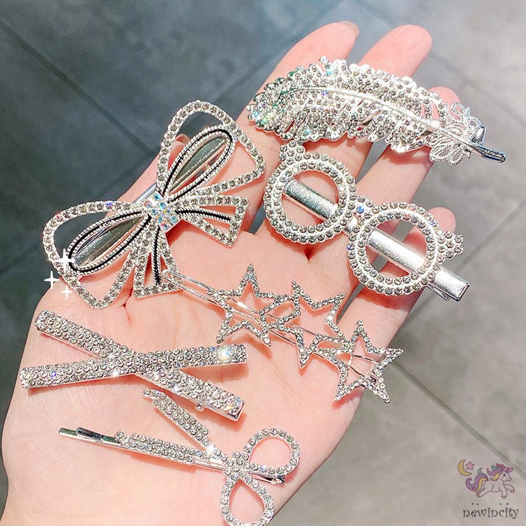 Bộ 5 kẹp tóc đính đá thời trang xinh xắn phong cách Hàn Quốc