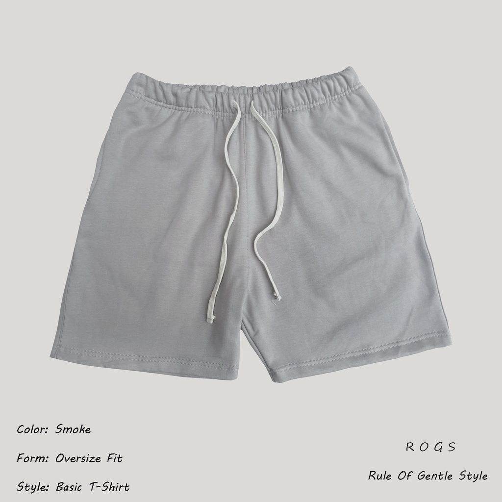 Quần Short nỉ cotton ROGS, dày dặn, đứng form,Quần cộc nam nữ unisex màu Smoke
