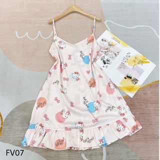 Đầm Ngủ 2 Dây Lụa Satin mềm mịn mát in hình siêu cute (nhiều mẫu)