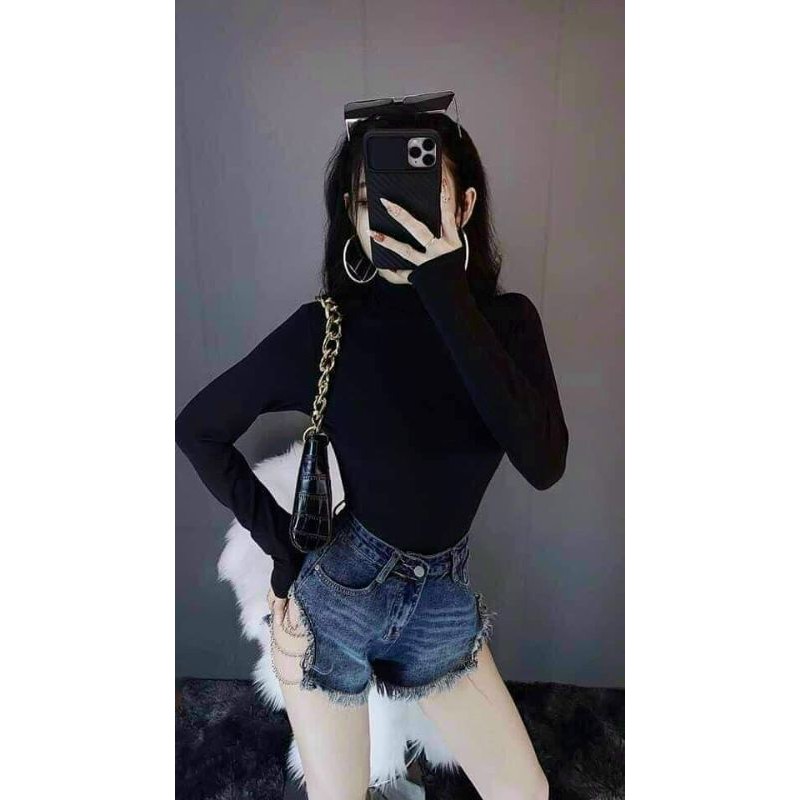 Áo cổ lọ thun lụa bao đẹp U03010