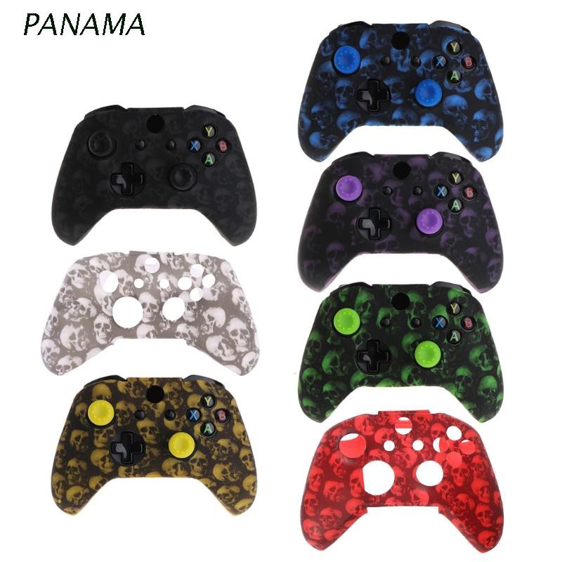 Ốp Silicon Họa Tiết Đầu Lâu + 2 Nắp Đậy Nút Bấm Cho Tay Cầm Chơi Game Xbox One X S