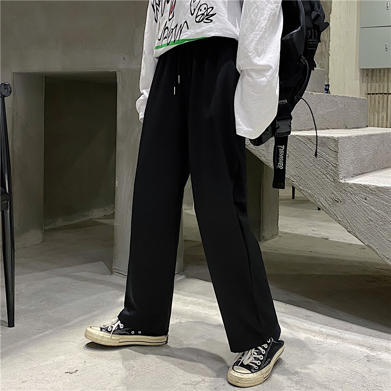 Quần Dài Ống Rộng Kiểu Dáng Đơn Giản Phong Cách Harajuku Unisex