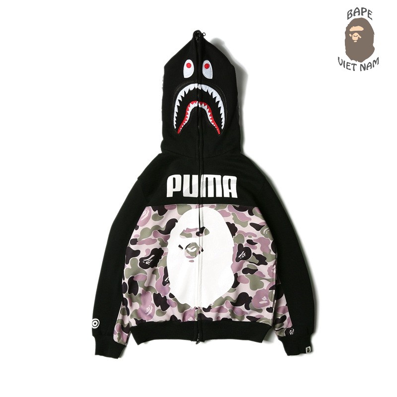 [ODER + FREESHIP] Jacket Bape Shark x Puma fullzip , Áo khoác Hoodie Bape Cá Ngáo