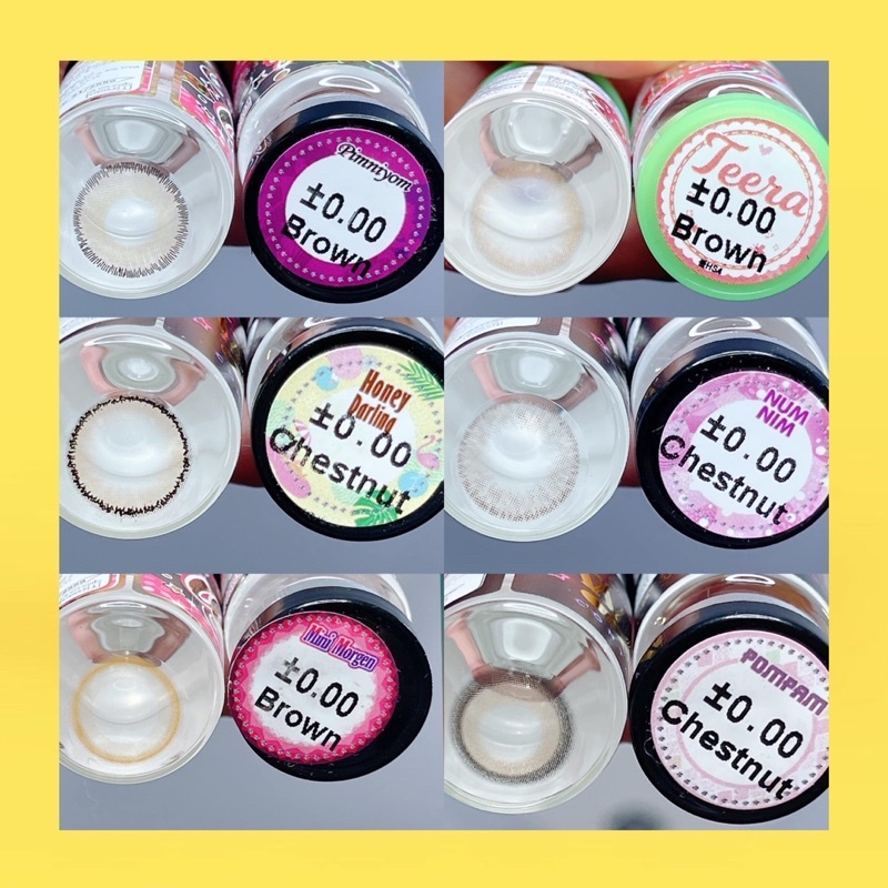 50 mẫu lens Nâu_Brown size giãn ít 14,2mm-14,3mm không độ (FREE SHIP)