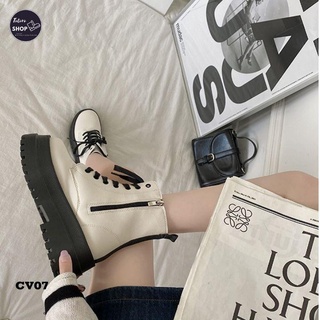 [Hàng Sẵn] [Ảnh Thật] [Freeship] Giày Bốt Nữ Cổ Vừa 15cm Đế 6cm - CV07