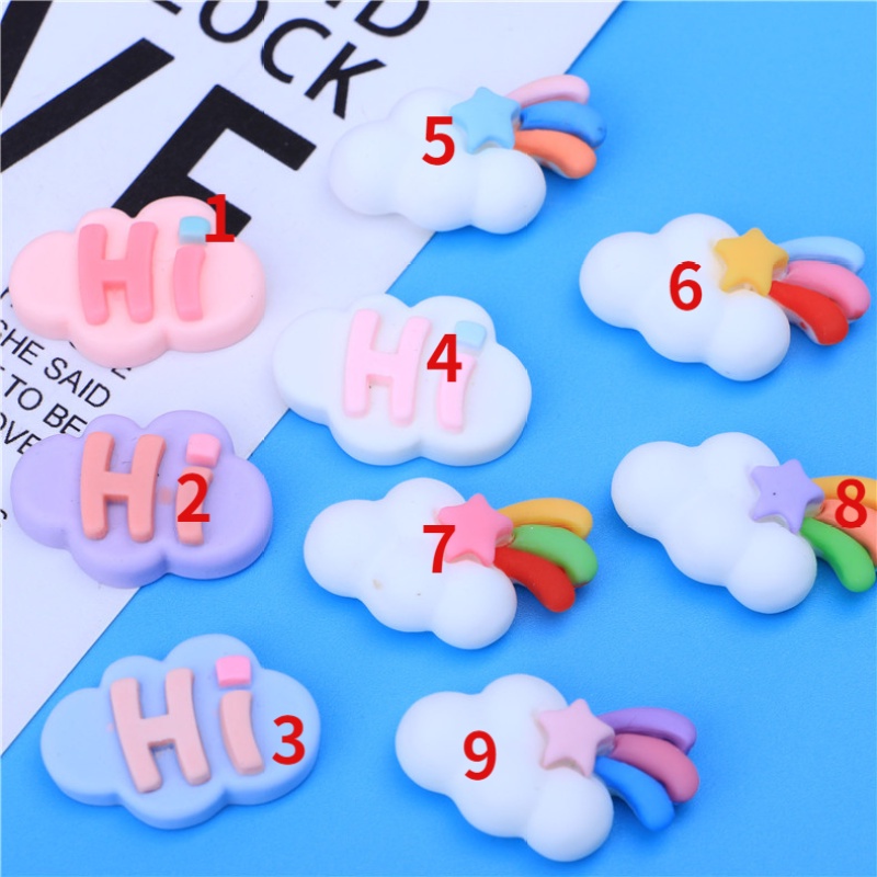 Set 10 kẹp tóc hình đám mây màu cầu vồng dễ thương cho bé gái