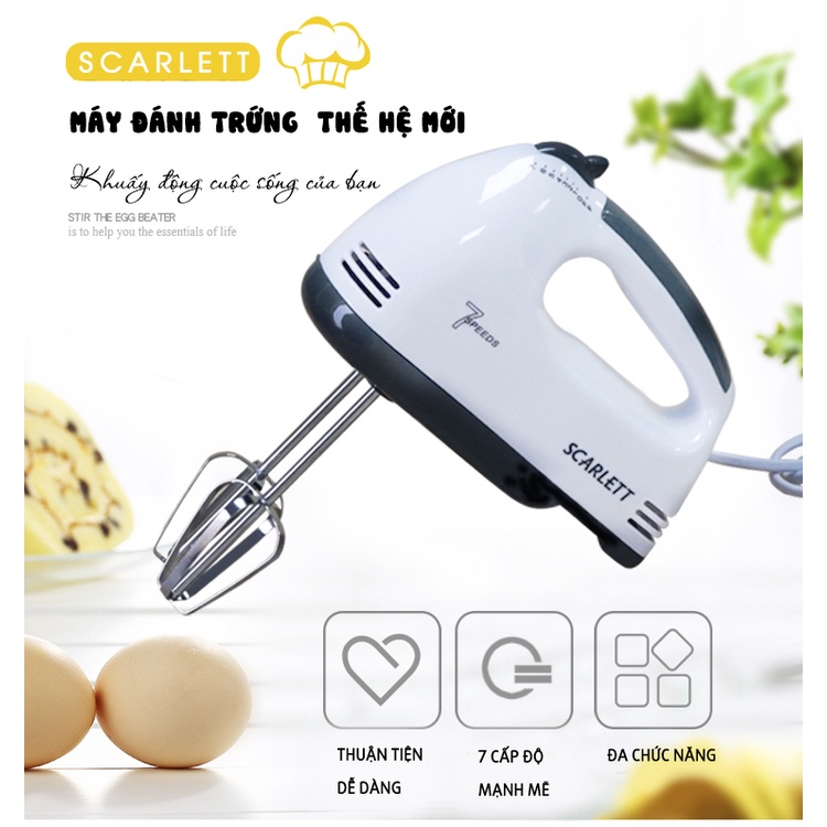 Máy Đánh Trứng Cầm Tay 260W- Máy Đánh Trứng Mini Cầm Tay Scarlett 7 Tốc Độ..bkm shop