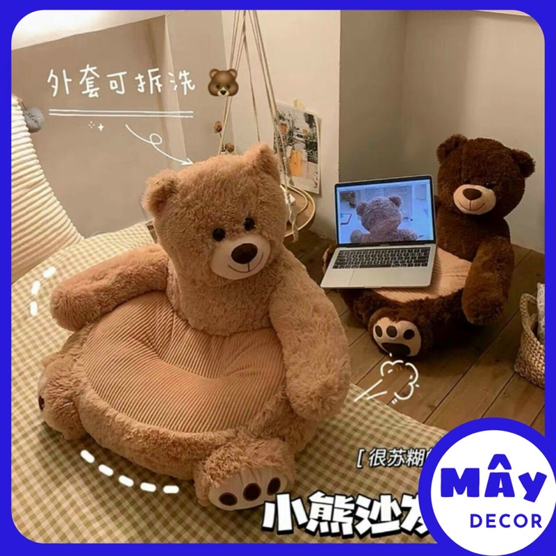 Ghế bệt, ghế tựa lưng hình gấu Teddy Bear lông xù mềm mại, không rụng lông, an toàn với làn da nhạy cảm